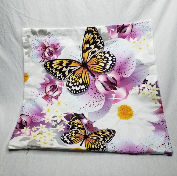 Butterfly Throw Pillow Case 17 x 17.5 Inches Zippered - Picture 1 of 3